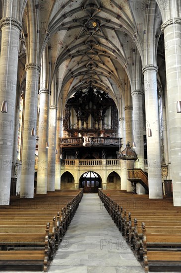 Heilig-Kreuz-Muenster, interior view, start of construction around 1315, Schwaebisch Gmuend,