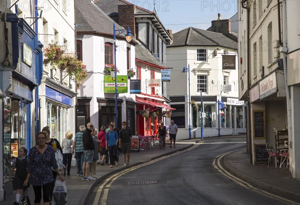 Shops and shoppers, Abergavenny, Monmouthshire, South Wales, UK