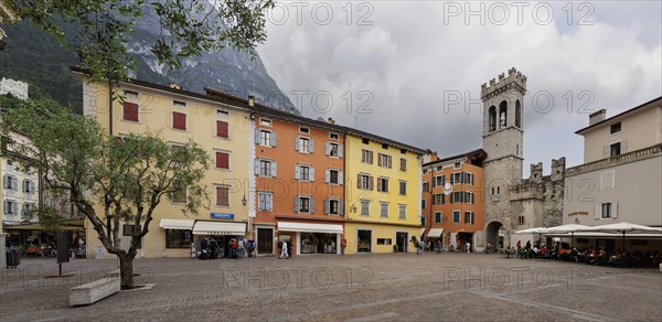 Piazza Novembre with Torre Apponale, Riva del Garda, Lake Garda North, Trento, Trentino-Alto Adige,