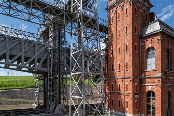Hydraulic boat lift no. 1 on the old Canal du Centre at Houdeng-Goegnies near La Louviere, Hainaut