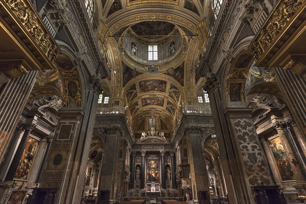 Interior of the baroque Chiesa del Gesu, built at the end of the 16th century, Via di Porta