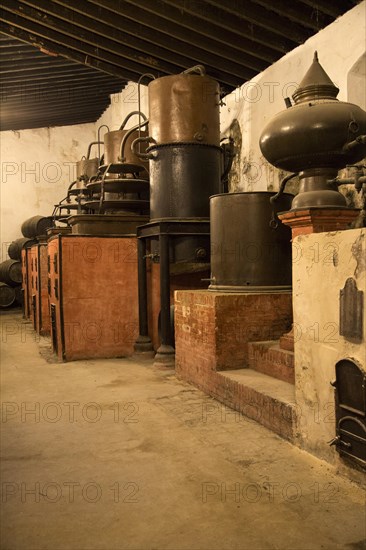 Old distilling equipment for brandy cognac production in Gonzalez Byass bodega, Jerez de la