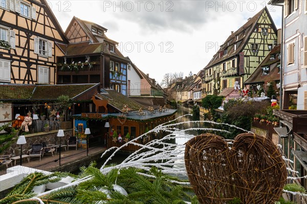 Historic houses with Quai de Poissonnerie, Little Venice, Petite Venise, Christmas decoration,