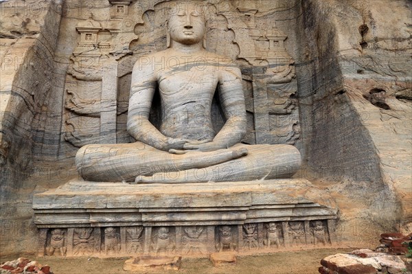 Seated Buddha figure, Gal Viharaya, UNESCO World Heritage Site, the ancient city of Polonnaruwa,