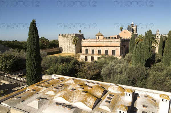 Historic palace building, Palacio de Villavicencio and gardens in the Alcazar, Jerez de la