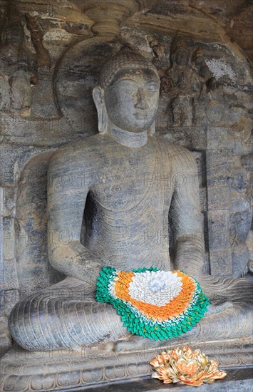 Seated Buddha figure, Gal Viharaya, UNESCO World Heritage Site, the ancient city of Polonnaruwa,