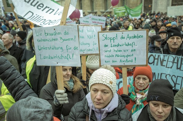 Demonstrators at the central rally, farmers' protest, Odeonsplatz, Munich, Upper Bavaria, Bavaria,