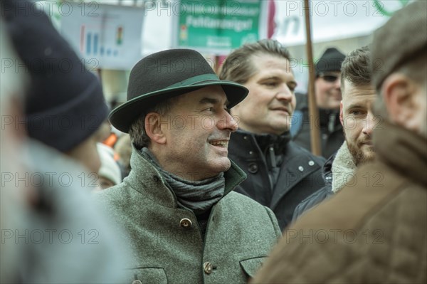 Vice President and Minister of Economic Affairs Hubert Aiwanger at the rally, farmers' protest,