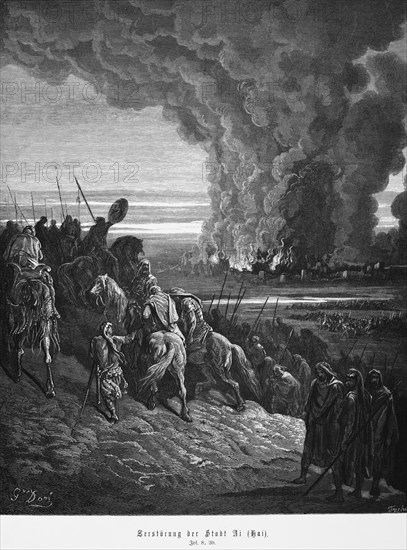 Destruction of the Canaanite royal city of Ai or Hai by Joshua, Book of Joshua, chapter 8, Aiah,