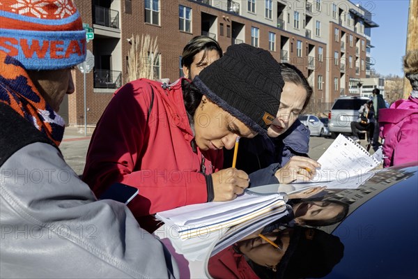 Denver, Colorado, Immigrants, mostly from Venezuela, live in a tent camp near downtown Denver.