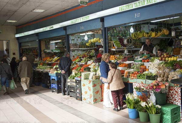 Fresh fruit and vegetables on market stalls, Ceuta, Spanish territory in north Africa, Spain,