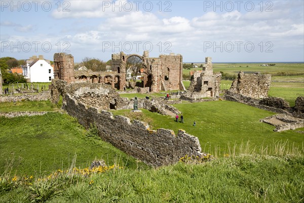 Ruins of Lindisfarne Priory, Holy Island, Northumberland, England, UK