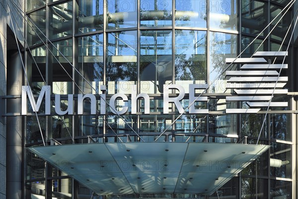 Company logo of the reinsurer MUNICH RE, Munich, Bavaria, Germany, Europe