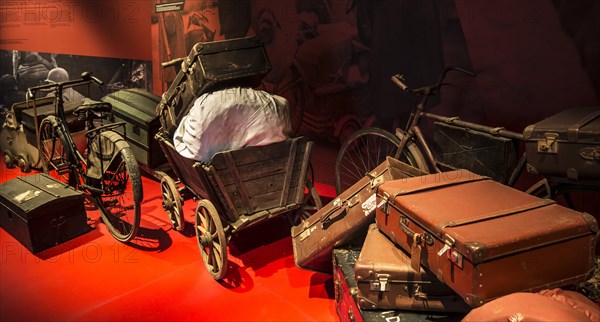 Belongings of fugitives, refugees fleeing from German occupation in the Bastogne War Museum devoted