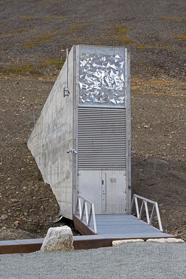 Entrance to the Svalbard Global Seed Vault, largest seed bank in the world and backup facility for