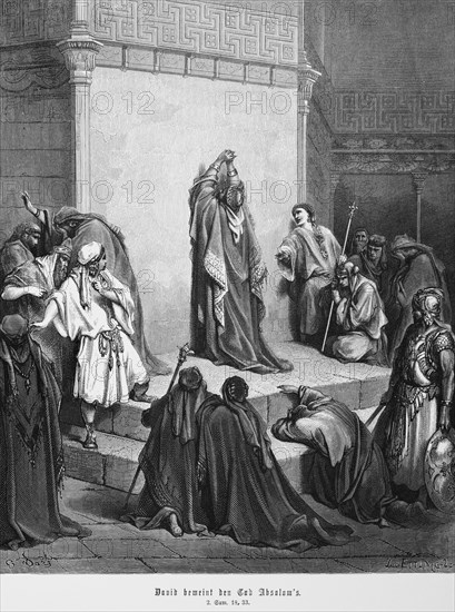 David weeping over the death of Absalom, 2nd Book of Samuel, chapter 18, weeping, lamenting, temple