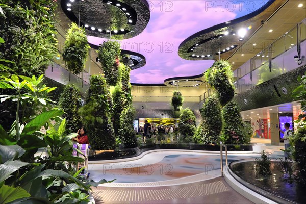 Interior view of Terminal 2, dreamscape with immersive garden and digital sky, Changi Airport