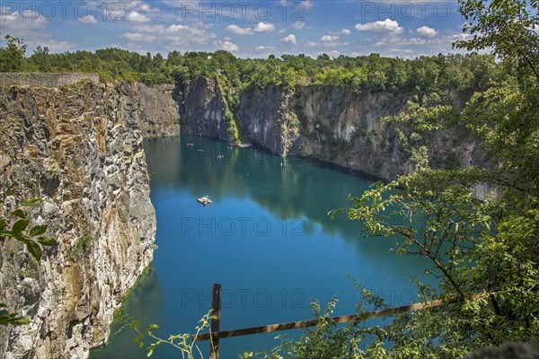 Old porphyry quarry Carriere De Cosyns, now a dive spot in Belgium, Lessines, Lessen, Hainaut,