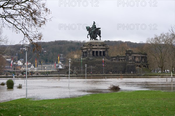 The German Corner with the equestrian statue of Kaiser Wilhelm at the confluence of the Rhine and