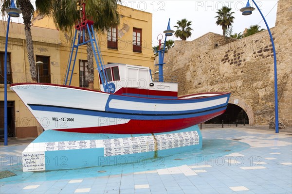 Memorial to fishermen lost at sea Melilla autonomous city state Spanish territory in north Africa,
