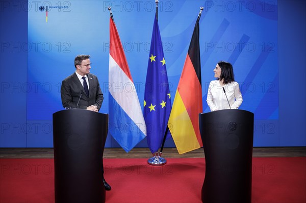 (R L) Annalena Baerbock, Federal Minister for Foreign Affairs, and Xavier Bettel, Foreign Minister