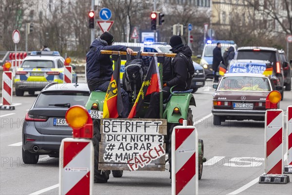 Farmers' protests in Germany. Farmers protest with tractors and banners against tax increases by