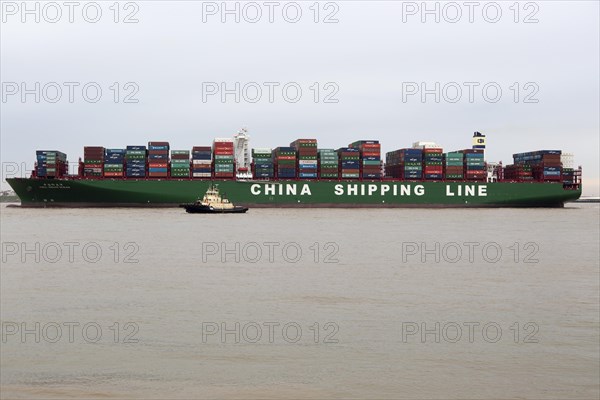 Large container ship, the Indian Ocean, of China Shipping Line, Port of Felixstowe, Suffolk,