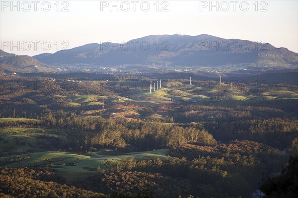 Early morning uplands landscape near Nuwara Eliya, viewed from Horton Plains national park, Sri