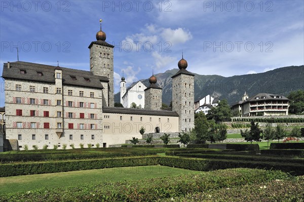 The Stockalper Palace, Stockalperpalast, castle at Brig, Brig-Glis in the Swiss Alps, Valais,