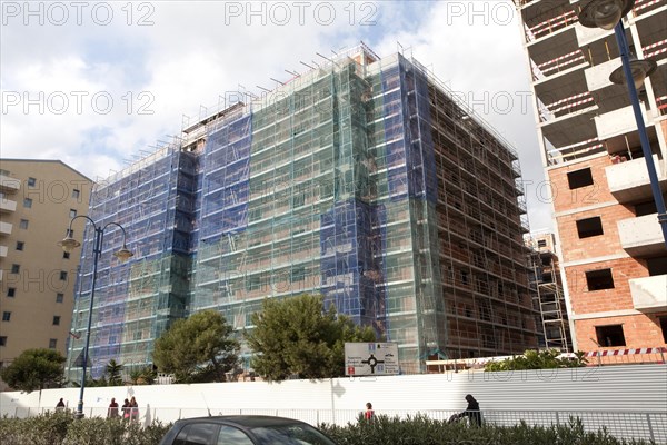 Construction of high rise apartment block housing in Gibraltar, British overseas territory in