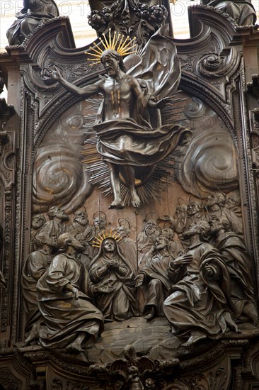 Finely carved mahogany woodwork in the cathedral choir stalls by Pedro Duque Cornejo, Cordoba,