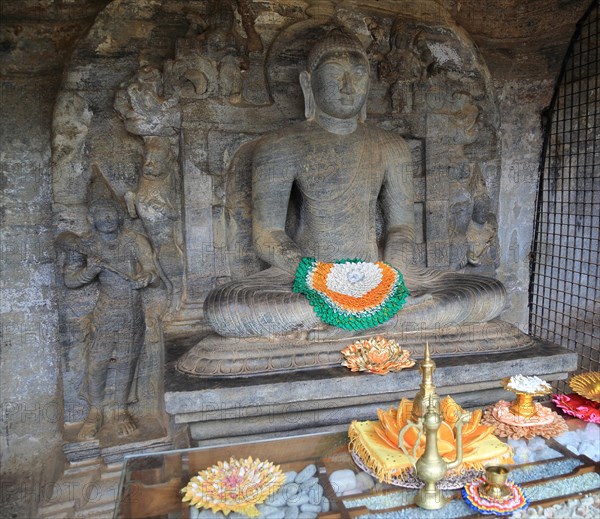 Seated Buddha figure, Gal Viharaya, UNESCO World Heritage Site, the ancient city of Polonnaruwa,