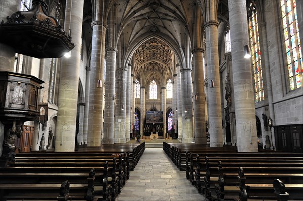 Heilig-Kreuz-Muenster, interior view, start of construction around 1315, Schwaebisch Gmuend,