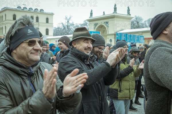 Demonstrators at the central rally, farmers' protest, Odeonsplatz, Munich, Upper Bavaria, Bavaria,