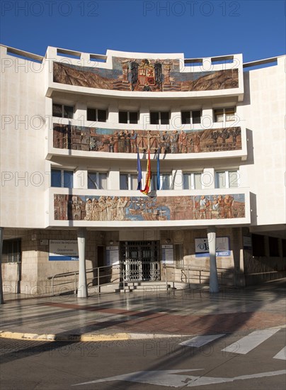 Government office with history mural Melilla autonomous city state Spanish territory in north