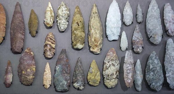 Collection of Lupemban bi-facially flaked stone points, tips for throwing or stabbing spears from