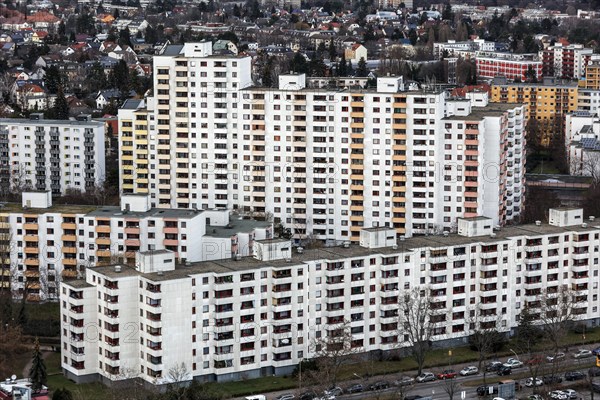 View of residential buildings in Gropiusstadt. The rise in rents in German cities has increased
