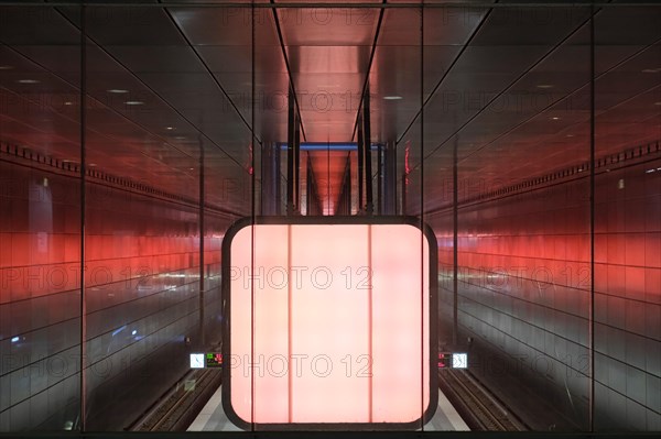 Hafencity University underground station, coloured light containers, Hanseatic City of Hamburg,