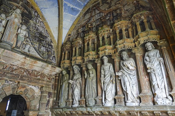 Statues of the apostles in front of the side portal, Enclos Paroissial enclosed parish of