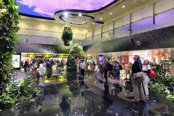 Interior view of Terminal 2, dreamscape with immersive garden and digital sky, Changi Airport