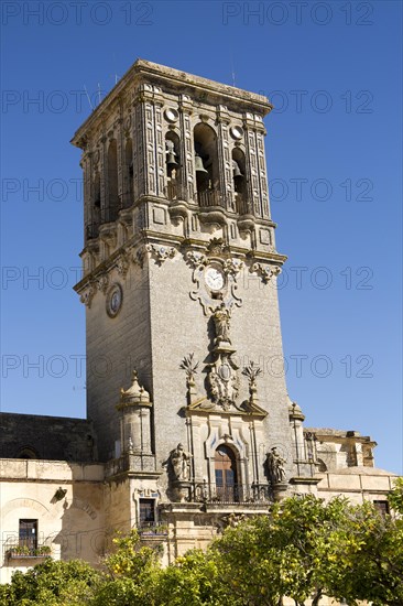 Tower of church Santa Maria de la Asuncion, Plaza del Cabildo, Arcos de la Frontera, Cadiz