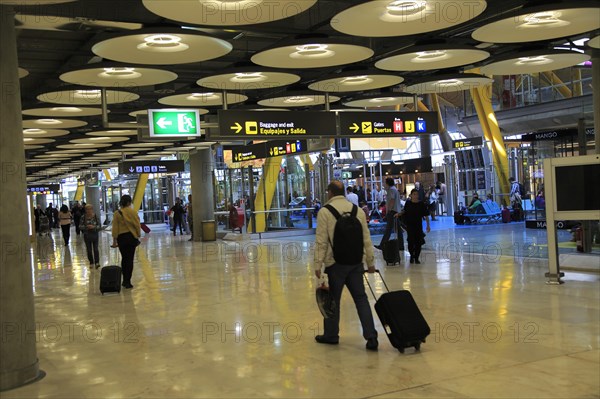 Modern architecture ceiling interior of terminal 4 building, Adolfo Suarez Madridâ€“Barajas