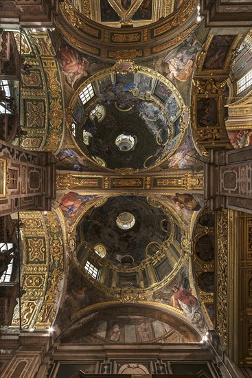 Domes of the baroque Chiesa del Gesu, built at the end of the 16th century, Via di Porta Soprana,