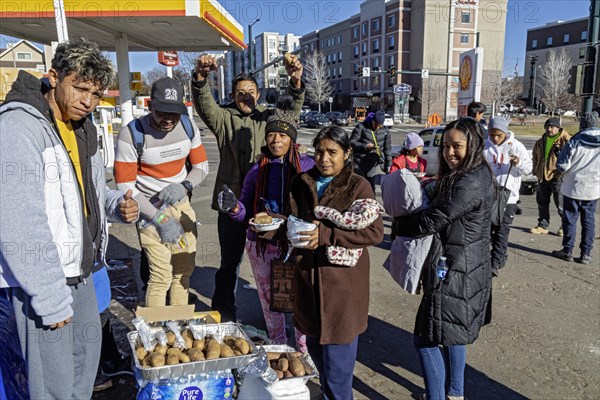 Denver, Colorado, Immigrants, mostly from Venezuela, live in a tent camp near downtown Denver. The