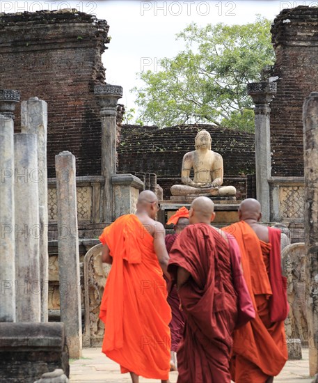 Seated Buddha in Vatadage building, The Quadrangle, UNESCO World Heritage Site, the ancient city of