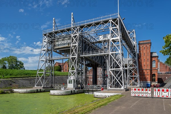 Hydraulic boat lift no. 1 on the old Canal du Centre at Houdeng-Goegnies near La Louviere, Hainaut