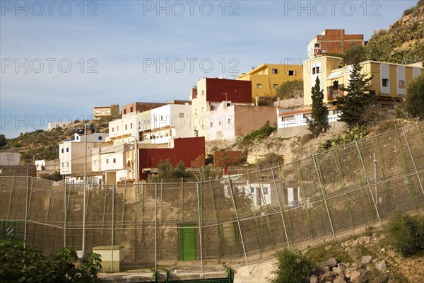 High security fences separate the Spanish exclave of Melilla, Spain from Morocco, north Africa,