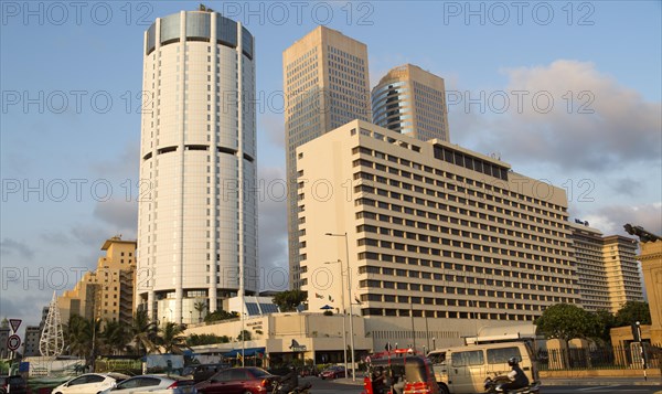 Modern architecture buildings central Colombo, Sri Lanka, Asia, Galadari Hotel and BOC building and