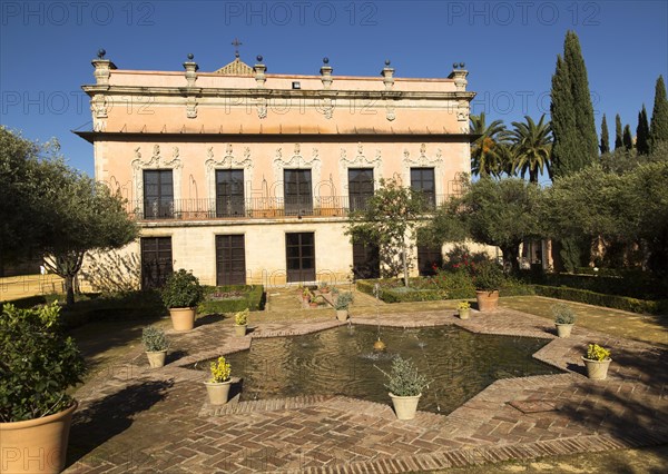 Historic palace building, Palacio de Villavicencio and gardens in the Alcazar, Jerez de la