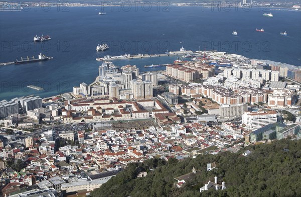 High density modern apartment block housing, Gibraltar, British overseas territory in southern